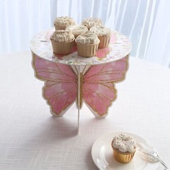 2 WHITE PINK Glitter Butterfly CAKE STANDS Wedding Party Events Home Decorations