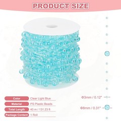 Artificial Floating Beads 8+3mm 131ft Faux Pearls Beads String, Clear Light Blue