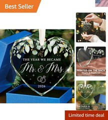 Beautifully Packaged Mr & Mrs 2026 Glass Ornament – Elegant Holiday Decor
