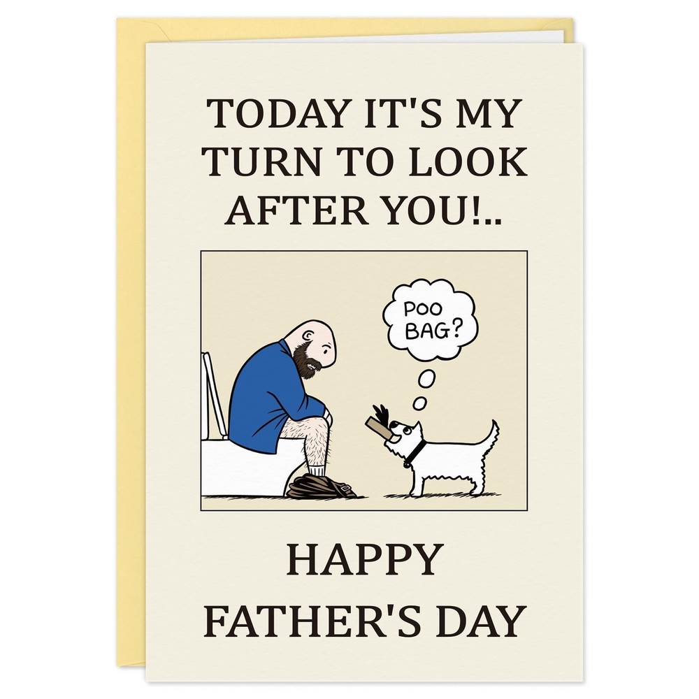 FLYAB Happy Fathers Day Card from Dogs – Funny Poo Bag Joke Father’s Day Card…