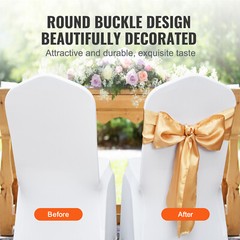 VEVOR 50PCS Gold Stretch Spandex Chair Sashes Elastic Bows Wedding Party Dining
