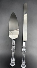 Vintage Wedding 2 Pc Hostess Set – Stainless Steel, Diamond Cut Acrylic Handles