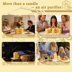Mosroad Candles Pillar 3X4 Inch 4 Pack Non Toxic Bees Wax Candle For Home Decor