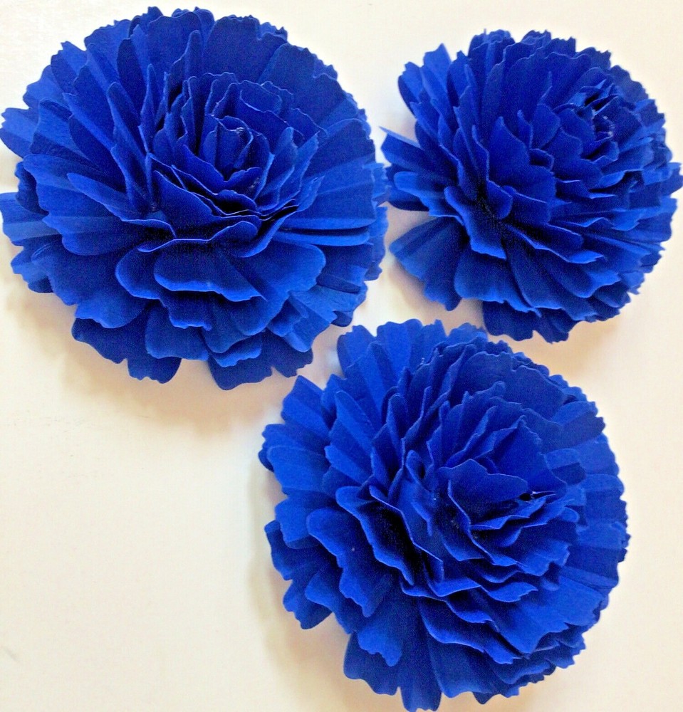 Paper Flower Handcrafted 3.5″ Royal Blue Carnation Party Home Backdrop Decor