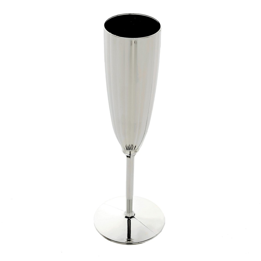 5 oz Silver Premium Metallic Plastic Champagne Flutes Disposable Flutes Wedding