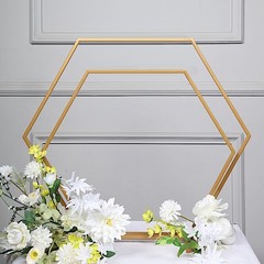 24″ Gold Geometric Metal Flower Frame Hexagon Table Arch Centerpiece Party Event