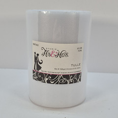 Studio His & Hers White Tulle Roll 6 in x 100 yd Wedding Solid/Plain