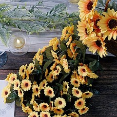 22″ YELLOW Silk Sunflowers ARTIFICIAL HANGING VINE Bush Party Events Decorations