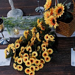 22″ YELLOW Silk Sunflowers ARTIFICIAL HANGING VINE Bush Party Events Decorations