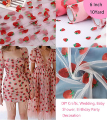 6 Inch X 10 Yards (30 Feet) Shiny Strawberry Tulle Rolls Mesh Shiny Fabric Ribbo
