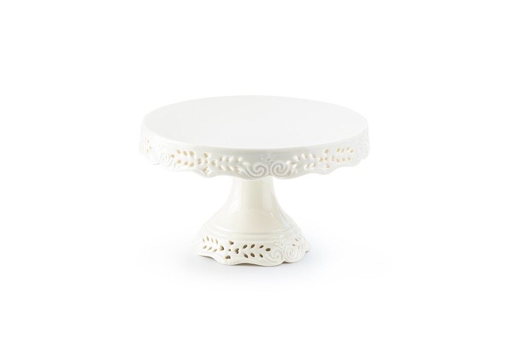 Grace Teaware White Victorian Fine Porcelain 8″ Cake Stand