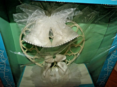 Vintage Rare Coast Novelty Heart Wedding Cake Topper Hand Painted w/ bells