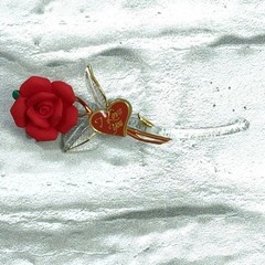 Glass Baron Red Long Stem Rose «I Love You» Gold Accent Y-S2 808-R5