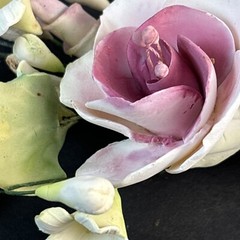 Vintage Porcelain Flowers on Wire Wedding Corsage Pink Handcrafted Unique