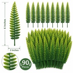 90 Piece Artificial Fern Leaves Greenery Filler Faux Fern Picks Wedding Centerpi