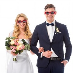 Flutesan Personalized Rectangle Sunglasses with Marker Pens for Red/White