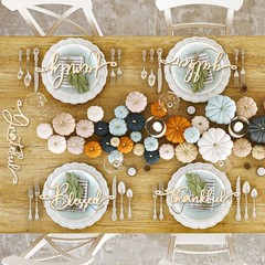 20 Pieces Thanksgiving Decor Thankful Grateful Blessed Wood Cutout Sign Plate
