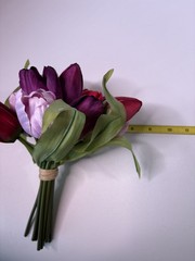 Hallmark Silk Bridal Wedding Easter Spring Bouquet 9″L Tulip Red Purple Lavender
