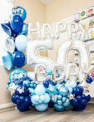 Navy Blue and Gold Balloons Garland Arch Kit, Father Day Balloon Navy Blue Gold