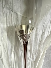 NIB Lenox True Love 2-Piece Toasting Flute Set, Silver Plated