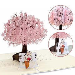 45th Wedding Anniversary Pop-Up Card – 3D Cherry Blossom Tree with Couple