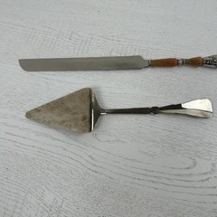 Wallace Stainless Cake Knife And Server Set Silver And Gold Tone With Rhinestone