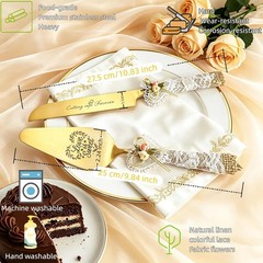 Wedding Cake Knife and Server Set – 10.83″ Serrated Knife & 9.84″ Server Gold