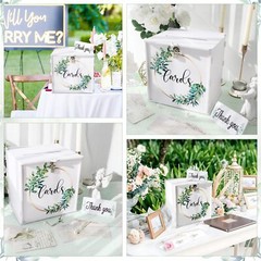 PVC Wedding Card Box with Lock White Money Gift Box for Reception Decorations