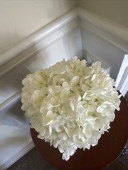 6PCS Premium White Hydrangea Artificial Flowers Bouquets, Ivory Silk Hydrangea