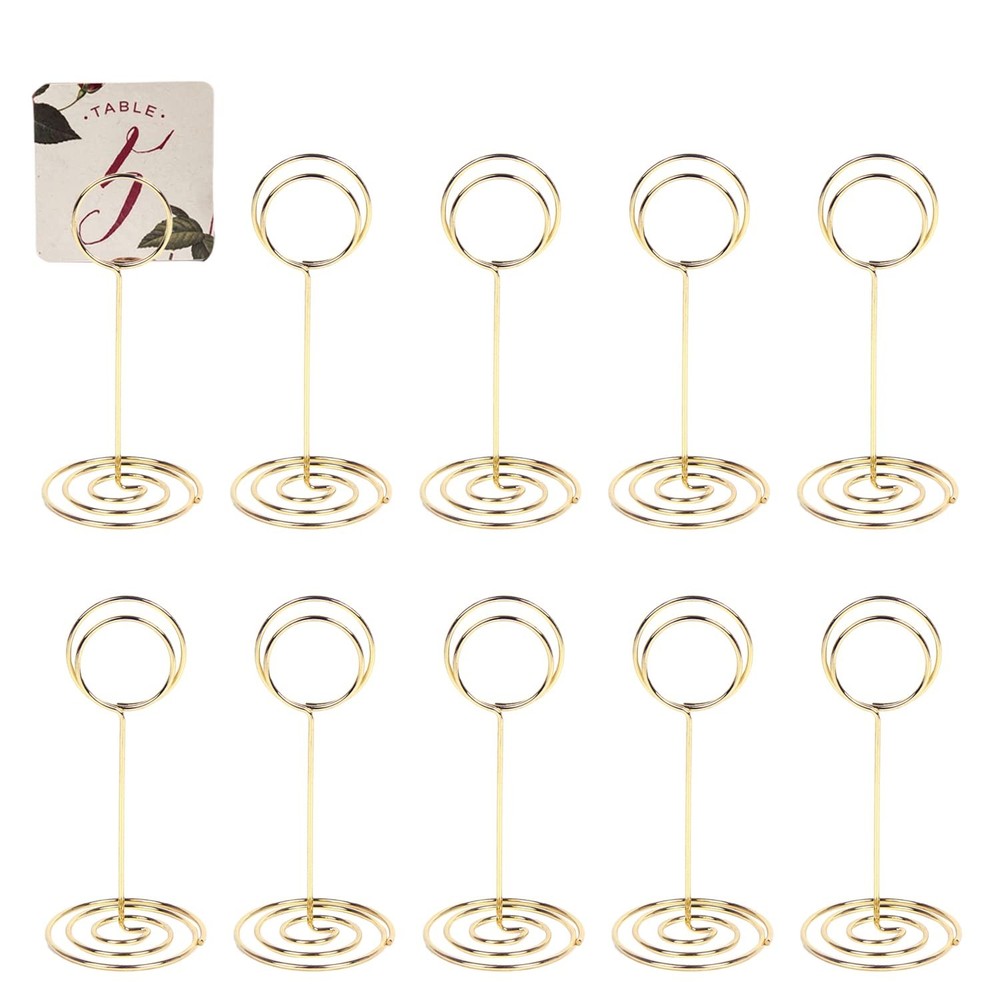 KIMOBER 24PCS Table Number Holders, Round Place Card Holder,Tabletop Gold