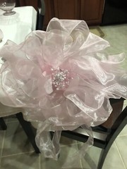 30 Blush Light Pink Pew Bows with Pearl Center Detail