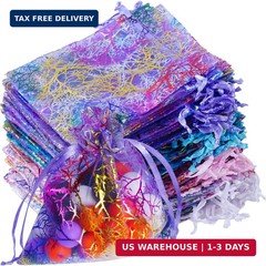 Marrywindix 100pcs Organza Drawstring Pouches Jewelry bags, Candy Pouch Chocorat