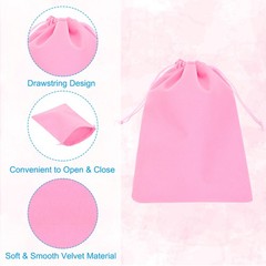 8Pcs Velvet Gift Bags 7 x 9″ Velvet Drawstring Jewelry Pouches Pink