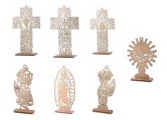 12″ Communion Favors/Baptism Guadalupe Wood Cross Prayer/Recuerdos De Mesa 2 Pcs