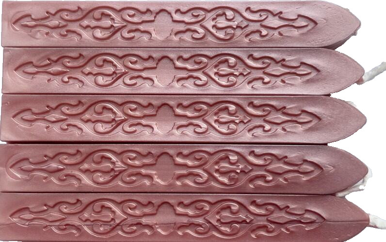 Soft Rose Pink Pearl Sealing Wax (with wick), 5 Sticks, for Unique Wax Seals