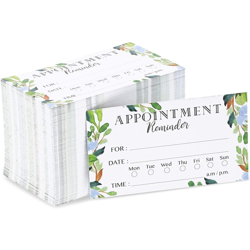 Paper Junkie Appointment Reminder Cards – 200 Pack, 3.5 x 2 inches, green