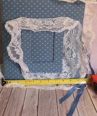 VTG Blue Floral Fabric Lace Photo Album Cottagecore Shabby Chic Slip-In Pages
