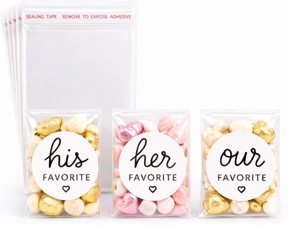 Wedding Favor Sticker Set with Self-Adhesive Bags, 90 Pcs, 1.6 Inch
