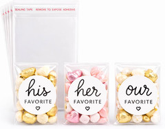 Wedding Favor Sticker Set with Self-Adhesive Bags, 90 Pcs, 1.6 Inch