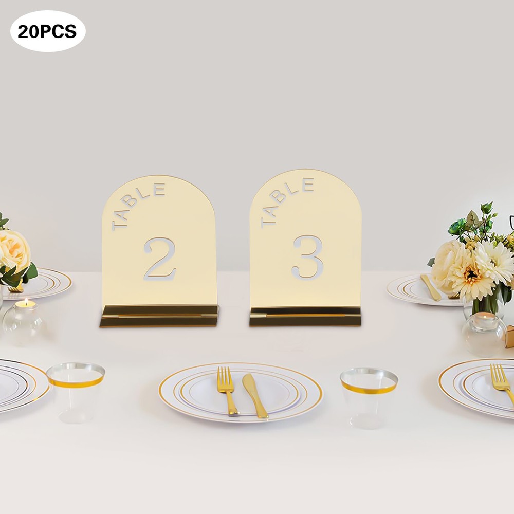 20 Pcs Wedding Table Numbers, Acrylic Table Number with Stands 1-20 Printed