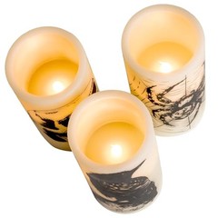 Hbaushun Halloween Flameless Candles LED Flickering Candles with Skull, Crow,
