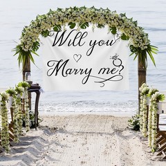 Coume Will You Marry Me Tapestry Sign Proposal Banner Wall white