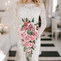 Cascading Bridal Bouquet Bride Roses Bouquet Romantic Tossing Bouquet