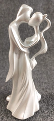 White Ceramic Wedding Cake Topper Bride Groom Modern Abstract