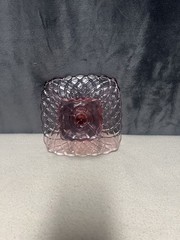 Vtg L E Smith Pink 8” Trellis Cake Plate 4.5” High￼