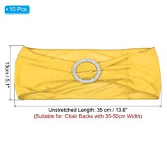 10Pcs 14″x5″ Stretch Chair Sashes Bows Chair Bands Sash with Buckle Yellow