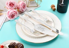 Wedding Cake Knife and Server Set, Silver Cake Cutting Set for Wedding, 4 Pieces