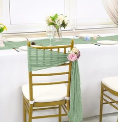 46 Wedding Cheesecloth Chair Sashes Sage Green 15.7″ x 70″