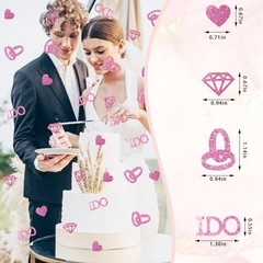 ABTOLS 200pcs Rose Gold Wedding Table Confetti, Pink Glitter Paper Heart I Do