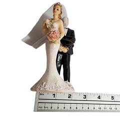 Funny Wedding Cake Topper, Bride Tied Up Groom Couple Figurine, 2.6 x 4.6 x 2.3″